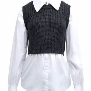 Cinq à Sept Black and White Layered Tunic